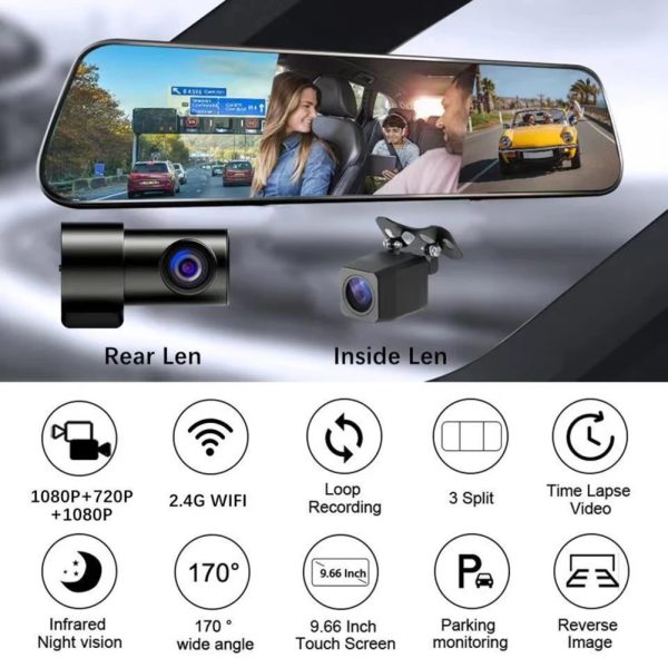 Cámara Carro V2 Full Triple Vista Dvr Vigilancia 24h Sonido - Imagen 7